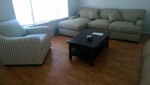 The new living room furniture. Not pictured: the snazzy ladder-style bookshelves.