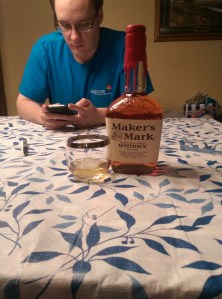 Or social drinking before vacation, complete with best friend screwing around on his phone.